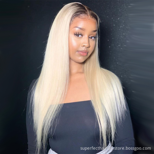 Wholesale Cheap 1B 613 Blonde Black Roots Ombre Color bundle Straight Hair Weave Brazilian Body WaveCuticle Aligned Human Hair